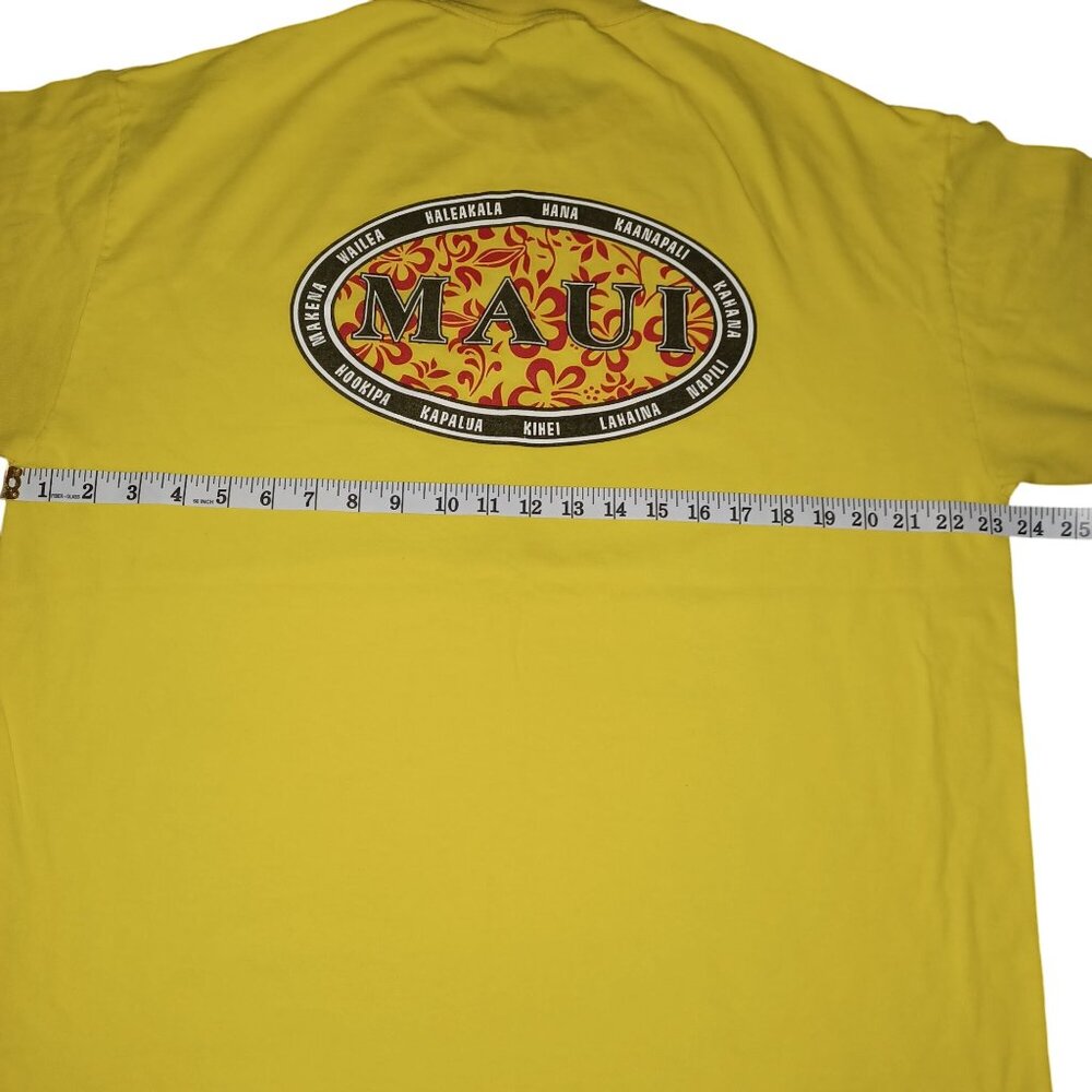 ALSTYLE Y2K Yellow T-shirt Maui Graphic Boxy Wide Comfy Relaxed Cotton Mens XL - Picture 4 of 6